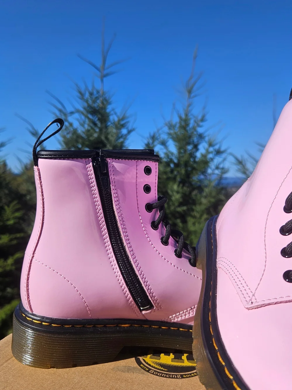 Dr. Martens 1460 J Kids Pale Pink Patent Boots UK 2 US 3-4 with Box
